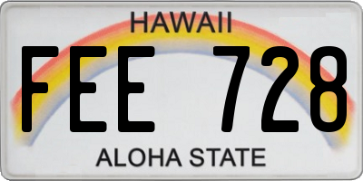 HI license plate FEE728