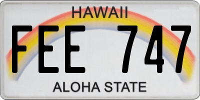 HI license plate FEE747