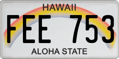 HI license plate FEE753
