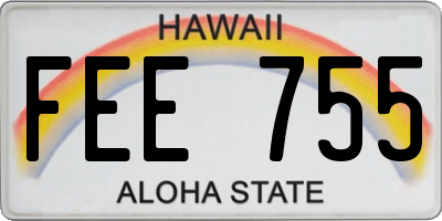 HI license plate FEE755