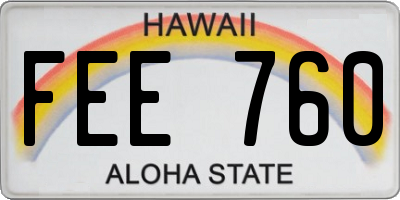 HI license plate FEE760
