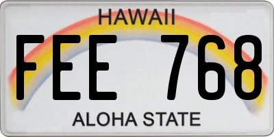 HI license plate FEE768