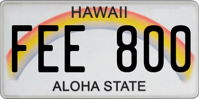 HI license plate FEE800