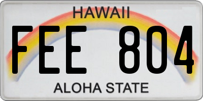 HI license plate FEE804