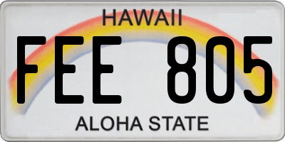 HI license plate FEE805