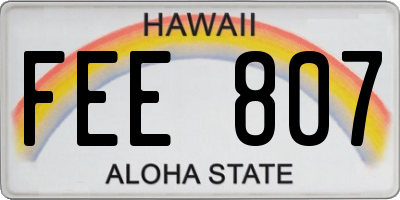 HI license plate FEE807