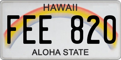 HI license plate FEE820