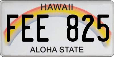 HI license plate FEE825