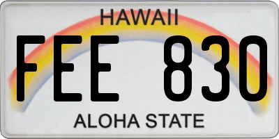 HI license plate FEE830