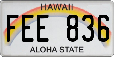 HI license plate FEE836