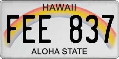 HI license plate FEE837