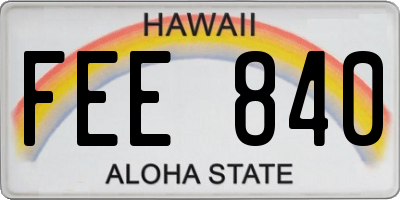 HI license plate FEE840
