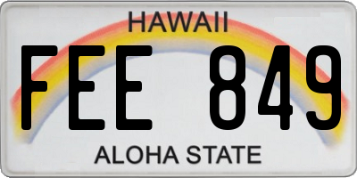 HI license plate FEE849