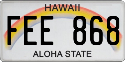 HI license plate FEE868