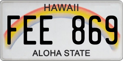 HI license plate FEE869