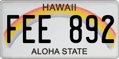 HI license plate FEE892