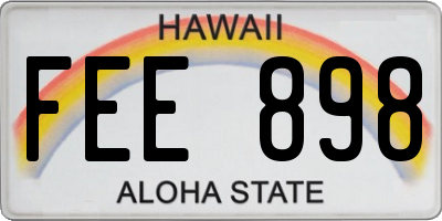 HI license plate FEE898