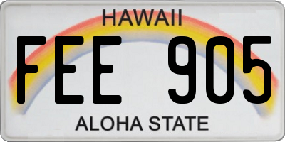 HI license plate FEE905