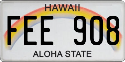 HI license plate FEE908