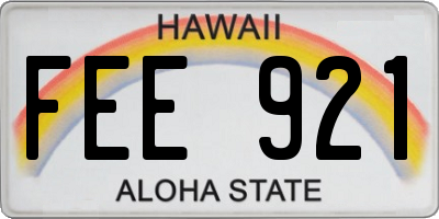 HI license plate FEE921