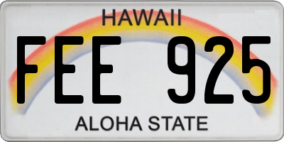 HI license plate FEE925
