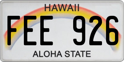 HI license plate FEE926