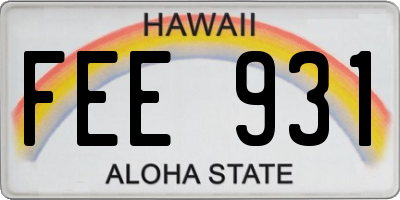 HI license plate FEE931