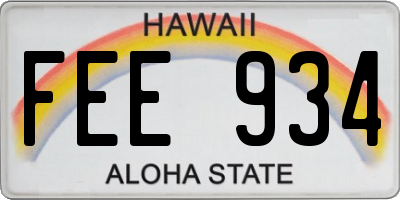 HI license plate FEE934