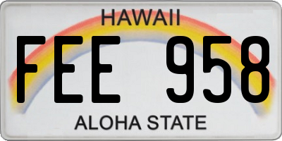 HI license plate FEE958