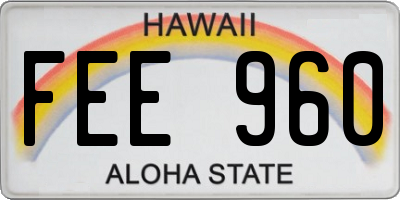 HI license plate FEE960