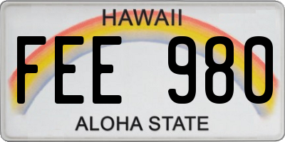 HI license plate FEE980