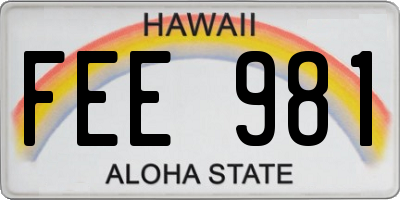 HI license plate FEE981