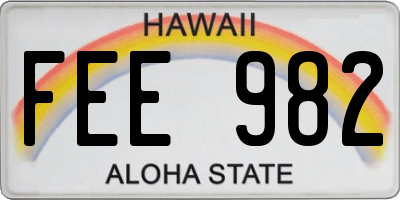 HI license plate FEE982