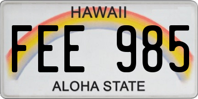 HI license plate FEE985