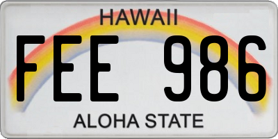 HI license plate FEE986