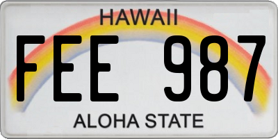 HI license plate FEE987