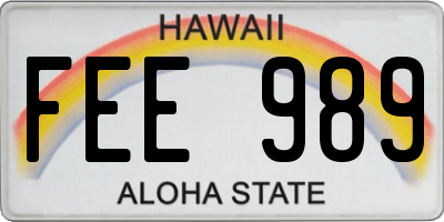 HI license plate FEE989