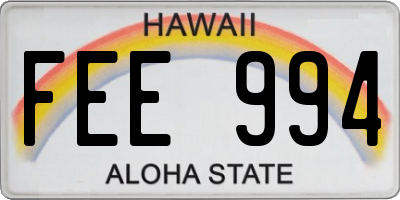 HI license plate FEE994
