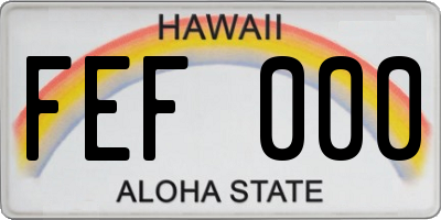 HI license plate FEF000