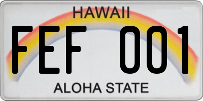 HI license plate FEF001