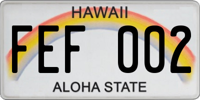 HI license plate FEF002