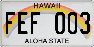 HI license plate FEF003