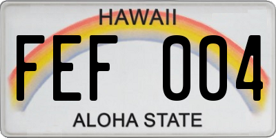 HI license plate FEF004