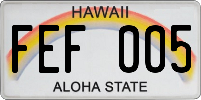 HI license plate FEF005