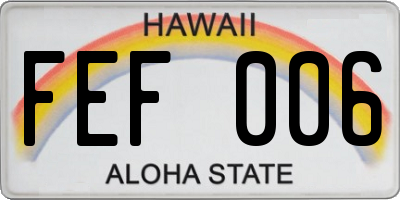 HI license plate FEF006