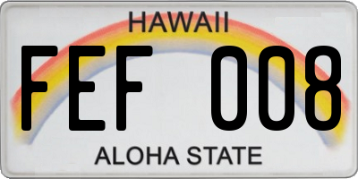HI license plate FEF008