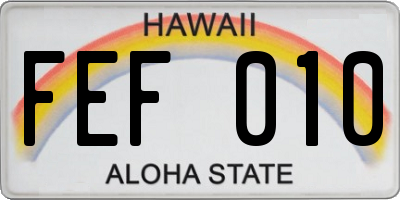 HI license plate FEF010