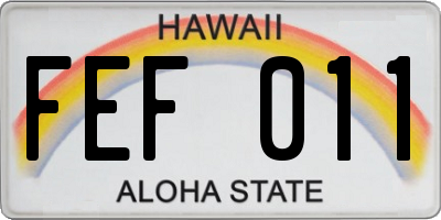 HI license plate FEF011