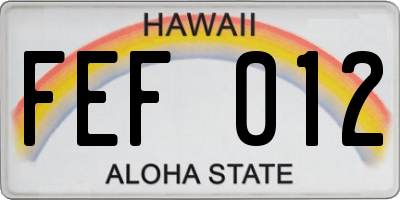 HI license plate FEF012