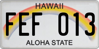 HI license plate FEF013